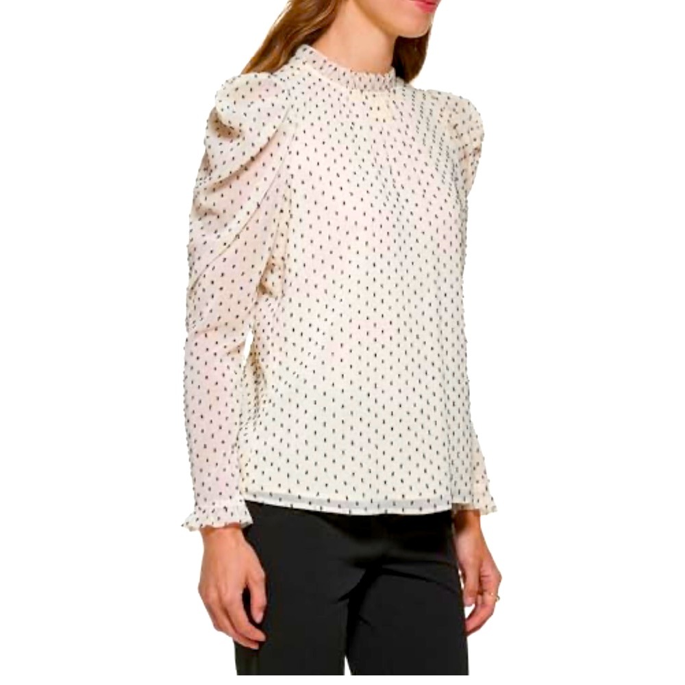 DKNY Long Sleeve Ruffle Neck Blouse